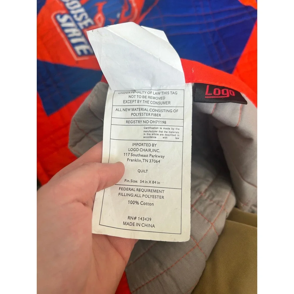 Boise‎ State Broncos Quilt Throw Blanket Orange Blue 54x84 Logo Chair Inc NCAA